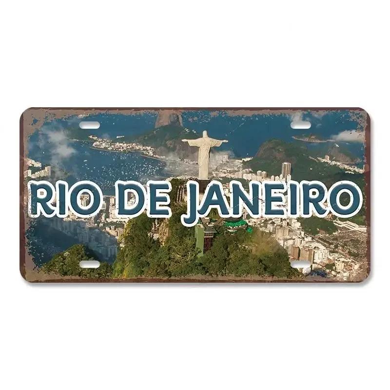 Vintage Metal Tin Signs Decors Country Capital City License Plate Retro America France Brazil Turkey Metal Posters Cafe Club Bar