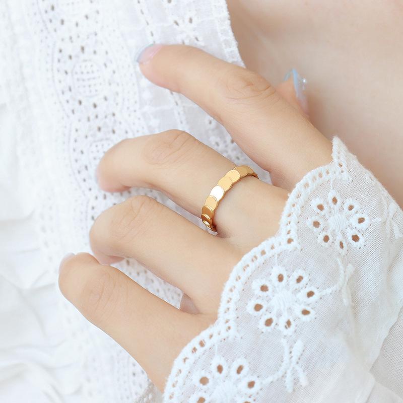 Gold-Plated Titanium Steel Unisex Matching Rings - Simple Trendy Design for Couples