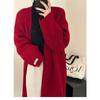 Medium and long thickened sweater cardigan jacket women's autumn and winter lazy style high-end sense thin knee loose knitted coat