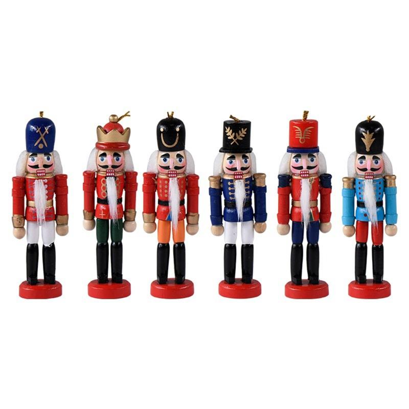 Nutcrackers Hanging Ornament Figures Christmas Mini Wooden King Soldier Puppet 1