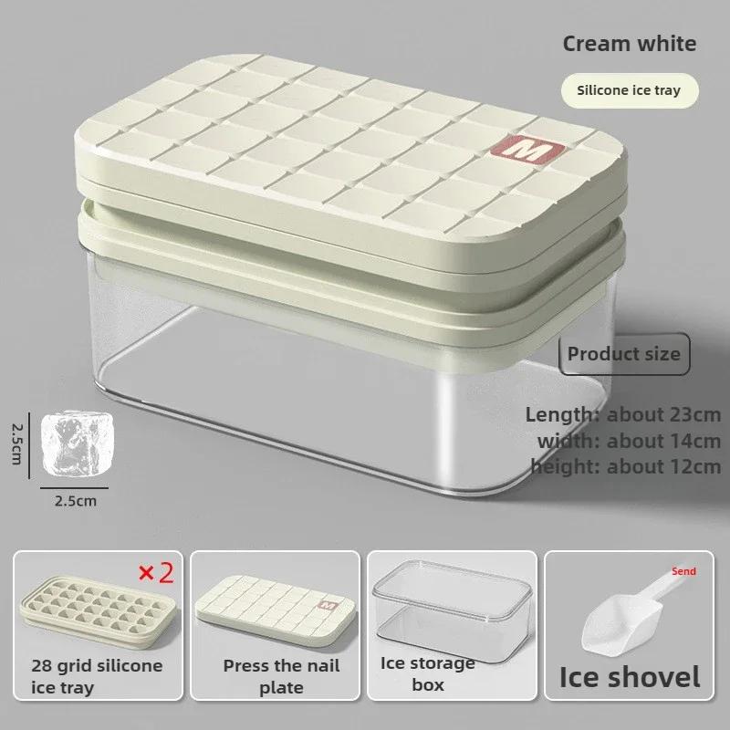 Eiswürfelform mit Aufbewahrungsbehälter und Deckel Lebensmittelechtes Silikon Eiswürfelform Einfaches Entformen Stapelbarer Eisbereiter für Heimbar Kit
