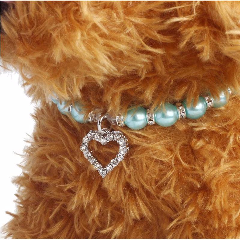 Fashion Pet Puppy Dog Cat Piggy Pearl Necklace Pet Accessories Love PendantPets Dogs Cats Collar