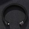 Punk Armbånd Menn Flettet Lærarmbånd Svart Stålspenne Armbånd Mote Armbånd Pulsera Hombre