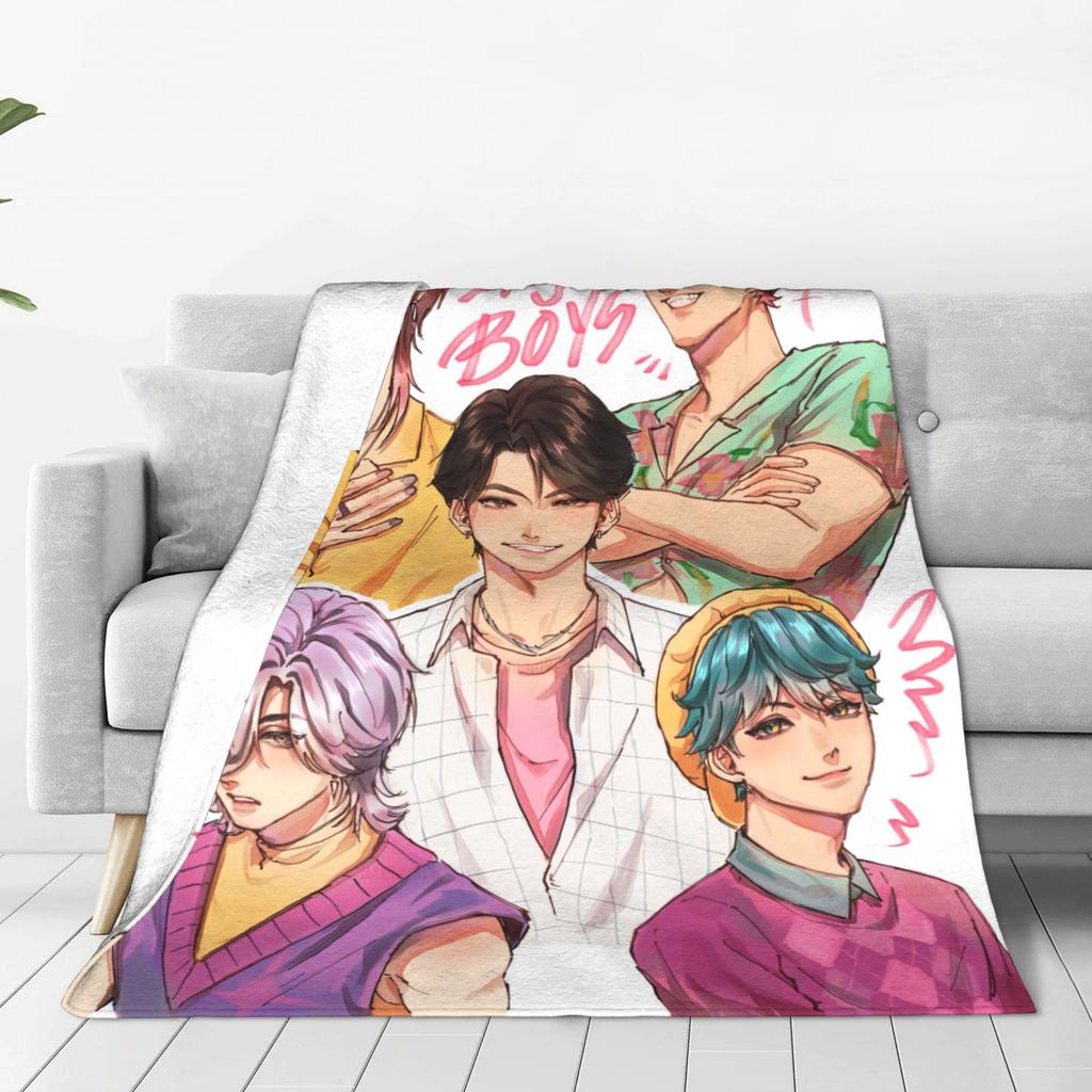 Kpop Demon Hunters Saja Boys Mystery Blanket  Warm Soft Pattern Plush Throw Blanket For Girls Boys Flannel Bedspread Bed Cover