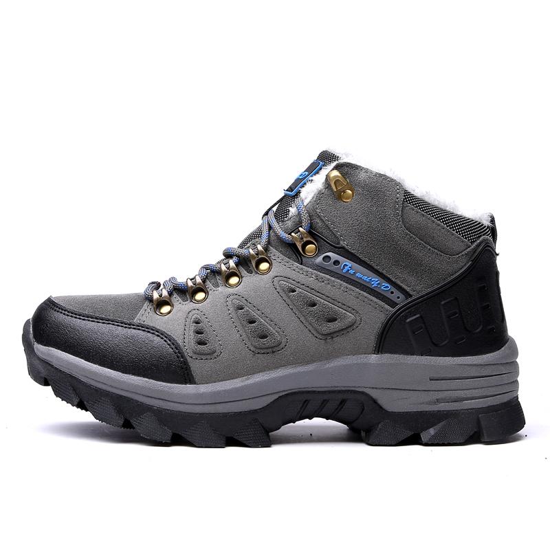 High-top Boots Men Comfortable Warm Plush Anti-slip Outdoor Hiking Shoes Men Breathable Durable Thick-soled Soft Snow Boots Men