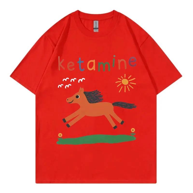 Кетамин Конь Мем Футболка Мужская Женская Одежда Харадзюку Y2k Футболки с коротким рукавом Летняя Мода Повседневные Хлопковые Футболки 4XL