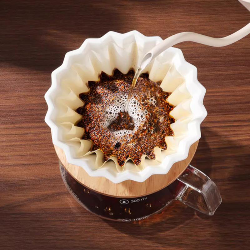 50Pcs Pour Over Coffee Filter Papers 50 Sheets; Fits Coffee Dripper & 1-2/2-4 Cups Wave Dripper Coffee Filter Papers