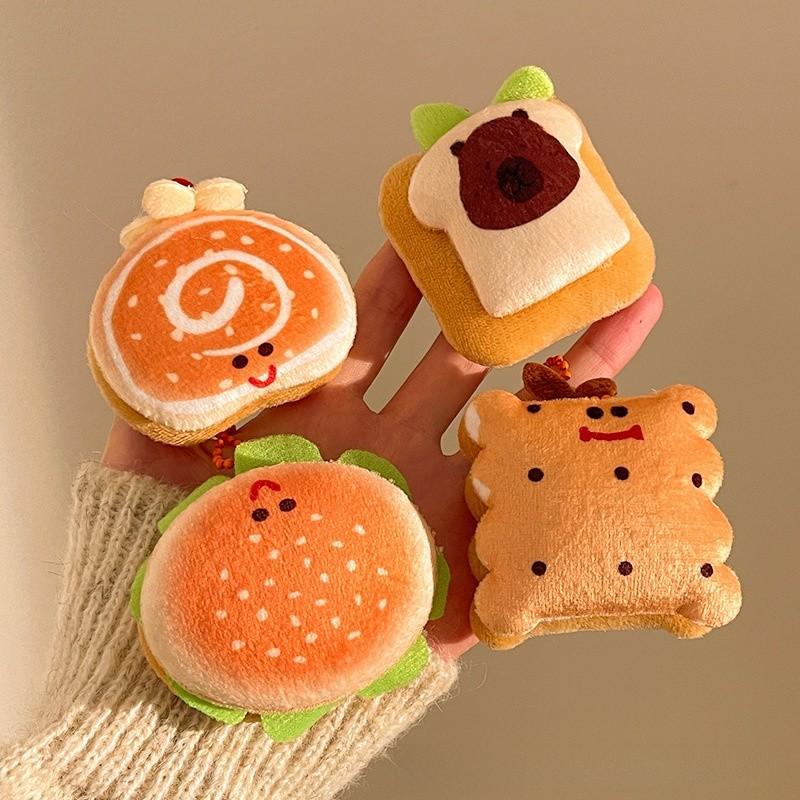Food Series Plush Hamburger Keychain With Soft Short Pile For Girls And Teens