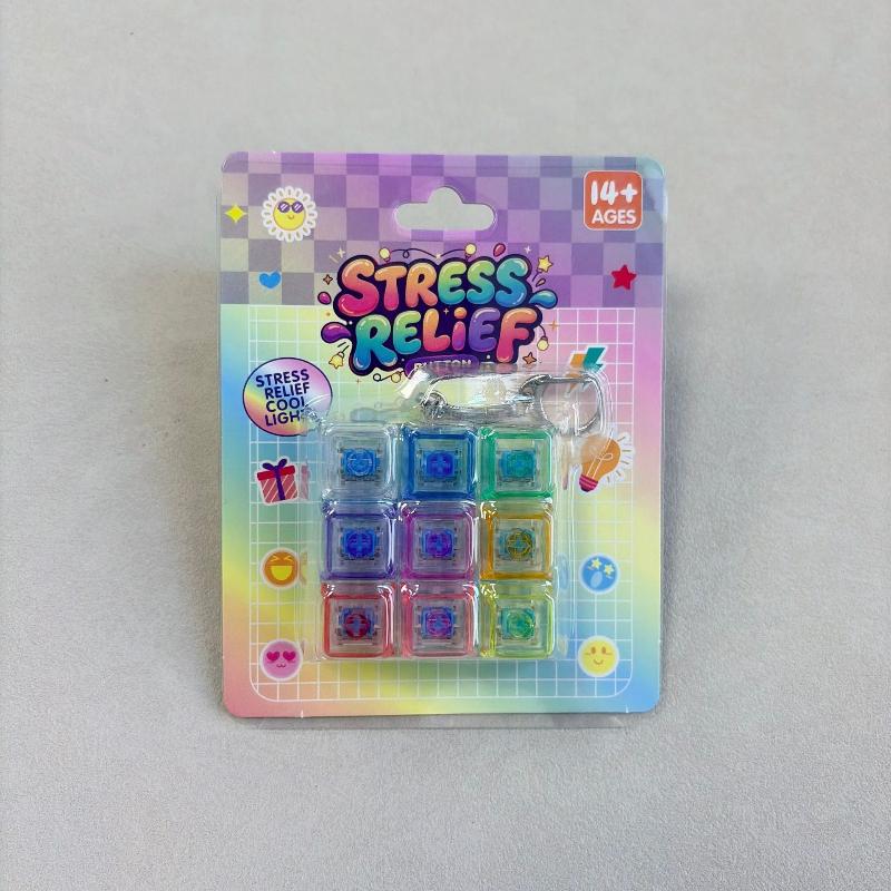 1Pcs Stress Relief Keyboard Keychain 3/4/9 Grids Creative Square Plastic Pendant Without Light Children'S Day Gift