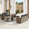 8-piece Garden Sofa Set with Grey Poly Rattan Acacia Cushions, 2-seater Garden Sofa with Storage and Grey Cushions 3364293