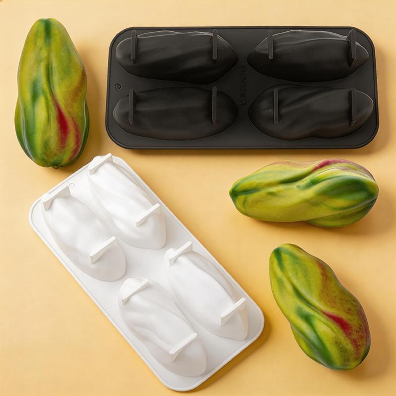 6-Cavity Coffee Bean Silicone Mold, Mousse Mold Coffee Bean-Shaped Dessert Mold French-Style Western Pastry Baking Mold