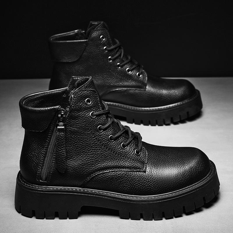 Autumn and Winter New Outdoor High-top Men's Leather Martin Boots Thick-soled Tooling Men's Shoes First Layer Cowhide