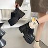 Schwarzer Klettverschluss erhöhte Plattform kleine Lederschuhe Damen neue Herbst vielseitiger Rock Mary Jane Einzelschuhe