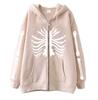 2022 Cross-border Gothic Zipper Sweater Skull Skeleton Printed Cardigan Jacket European and American Street Tide Large Size Hoodie