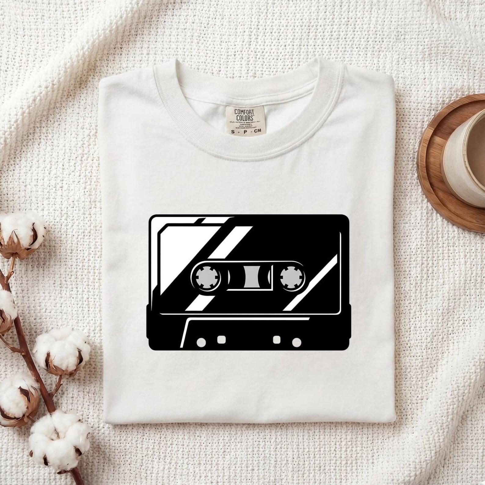 Cassette Tape Shirt Retro Sound Gift Women Modern Tee Cassette T-Shirt Retro Fan Mixtape Tshirt Audio Graphic Nostalgic Vintage Style Tshirt 4XL