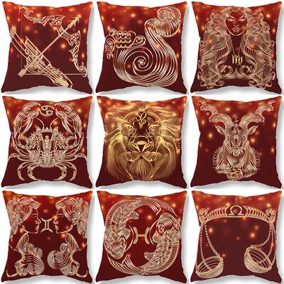 Neuer Tierkreis Kissenbezug Luxus Rot Gold Sofa Dekoration Büro Gaming Stuhl Kissenbezug Zuhause 45x45cm