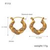 Light Luxury Retro Titanium Gold U-Shaped Rhinestone Geometric Earrings for Women