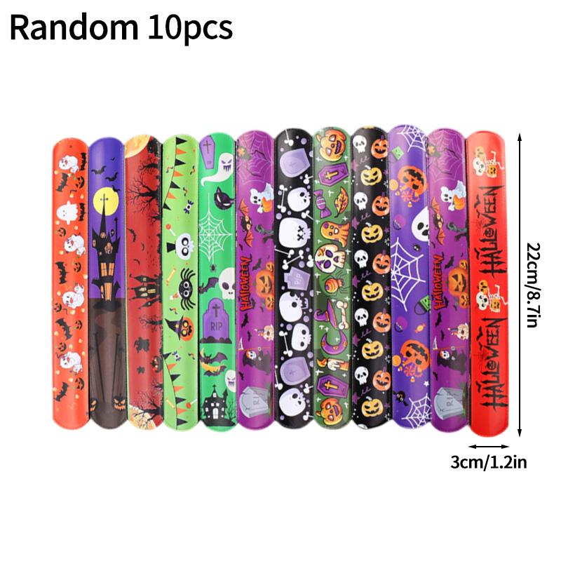 

Halloween Slap Circle Glitter Sequins Slap Pop Circle Bracelet For Birthday Party Decor Halloween Party Decoration Kids Favor