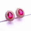 Exquisite Russian Purple Gold Inlaid Redstone Luxury Full Diamond Temperament High-End Fashion Classic Rose Gold Plated Earrings