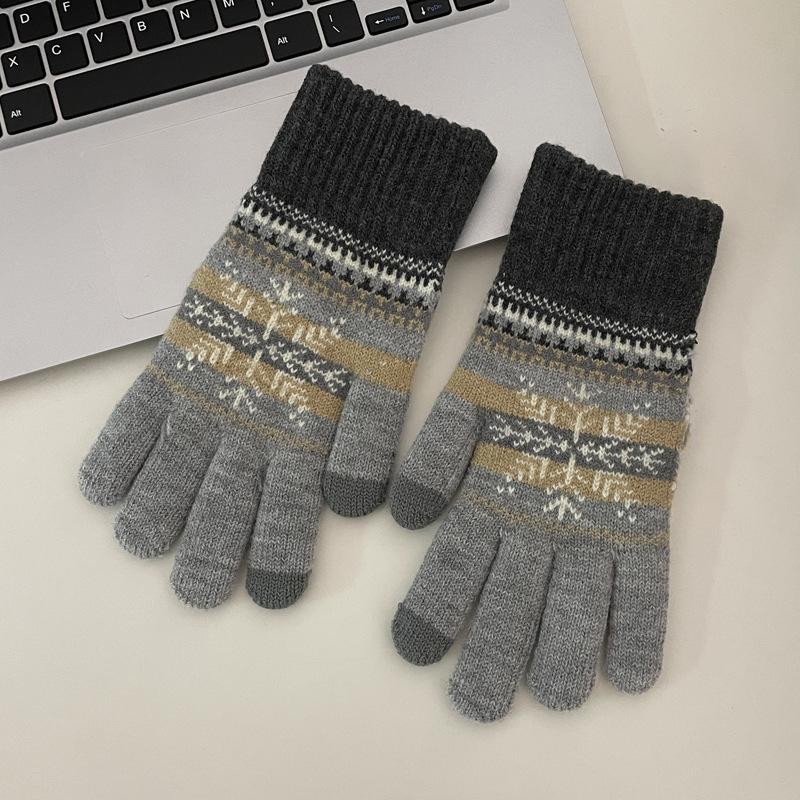 Christmas Wind Gloves Snowflakes Winter Women Cute Warm Winter Cycling Plus Velvet Thickened Cycling Driving Touch Screen