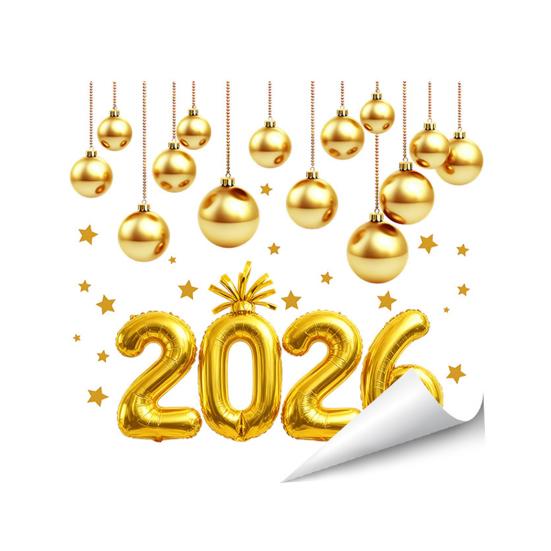 

1/2 листа Наклейка на окно к Новому 2026 году Съемная Водонепроницаемая Статическая Наклейка на стекло С Новым годом Праздничное Фестивальное Украшение Декаль I