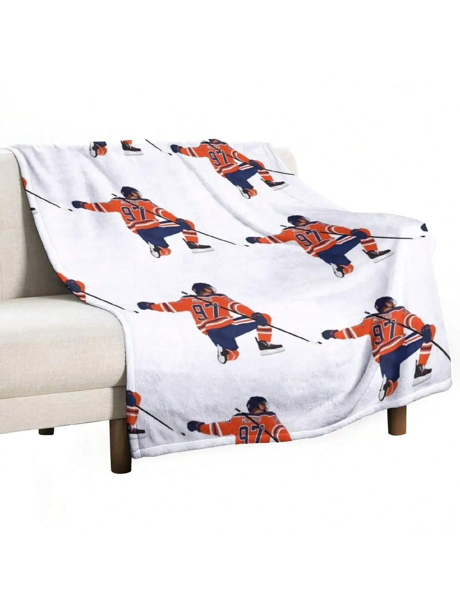 

Connor McDavid Throw Blanket Camping Blanket Decorative Blankets Furry Blanket Stuffed Blankets 75X95CM серый