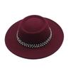 European and American New Autumn and Winter Wool Woolen Big-brimmed Jazz Hat Female Concave Top Black Top Hat Pearl Rhinestone Felt Hat