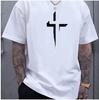 Summer Unisexs Pure Cotton Casual Loose Plus Size Cross Creative Printed Sports Comfortable Round Neck Short Sleeved Tshirt Soft