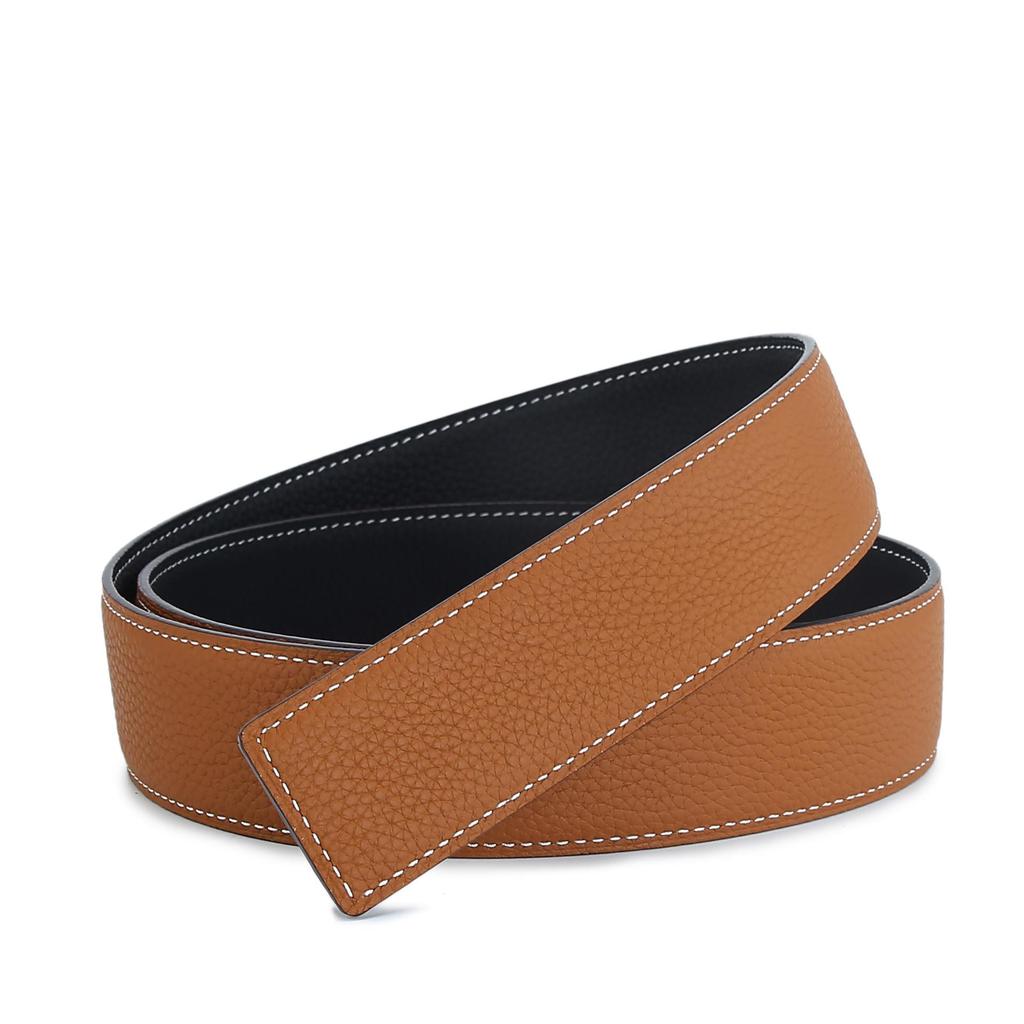 Versatile Men's 3.8cm Double-Sided Pure Cowhide Belt (Head Not Included)