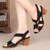 Summer Comfortable Women's Sandals, Mid-Heel Fish Mouth Slip-On Shoes, Chunky Heel High Heels, Solid Color Simple Style