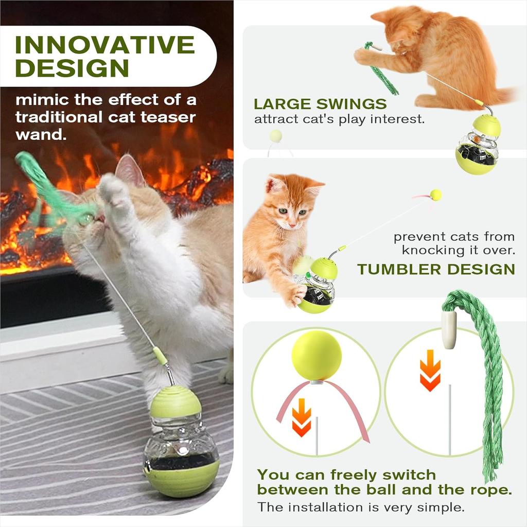 Cat Toy for Indoor Cats Wobble Treat Dispenser Ball Kitten Food Dispenser & Puzzle Feeder Balls & Enrichment Toys & Mental Stimulation Interactive