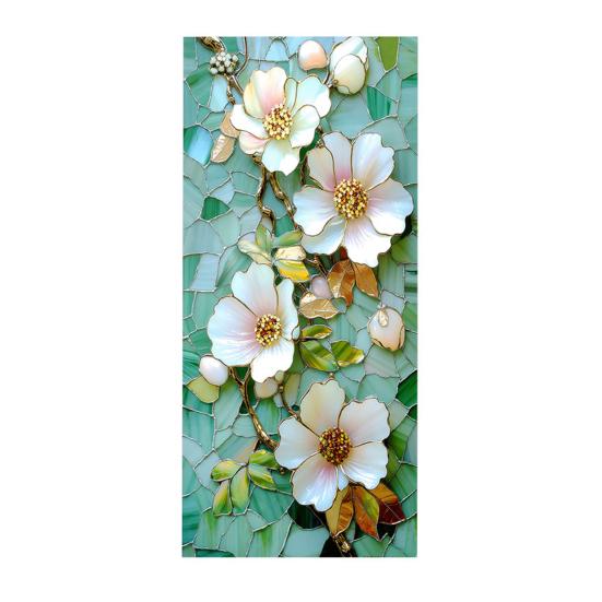 

Floral Window Privacy Film Removable Static Cling Privacy Protection Film Decorative Waterproof Window Film for Home Bathroom Kitchen E