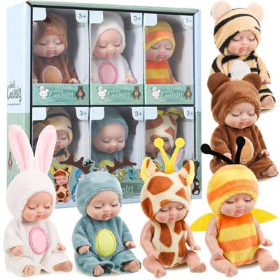 6 Adet Yeniden Doğmuş Bebek Seti Oyuncak Simülasyonu Prenses Bebekler Oyuncak Mini Sevimli Uyuyan Bebek Giysileri Aksesuarları Çocuklar İçin Doğum Günü Hediyesi