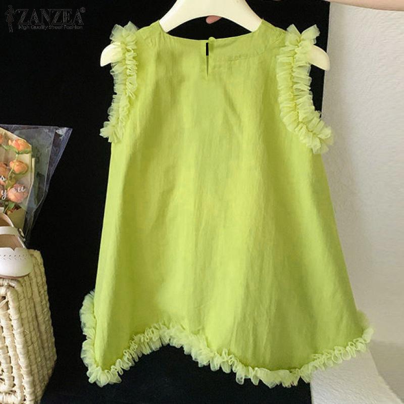 

ZANZEA Женские повседневные лоскутные безрукавки свободные летние майки 4XL коричневый