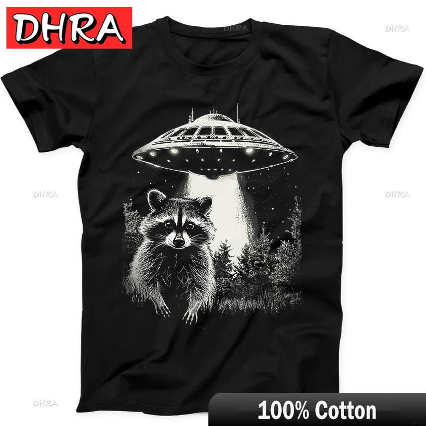 

Space Raccoon Sarcastic Aliens UFO Funny Gift Black T Shirt Graphic Tees Urban Punk Classic Tees TShirts Unisex Sweden Boyfriend S