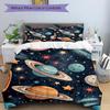 3pcs Galaxy Planets Bedding Set, Includes Without Pillow Inserts, Soft Comfortable Bedding Set,All-Season Use a0924076
