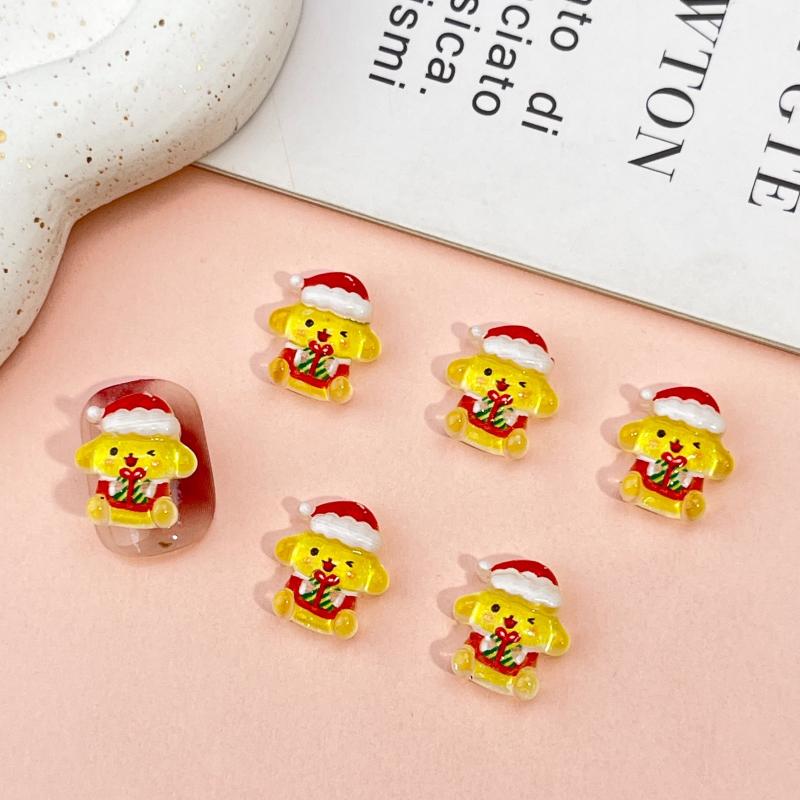 20Pcs Cartoon Creative Christmas Nail Charms Cute Kuromi Hello Kitty Resin Nail Art Festive Diy Nail Decor For Holiday Manicures