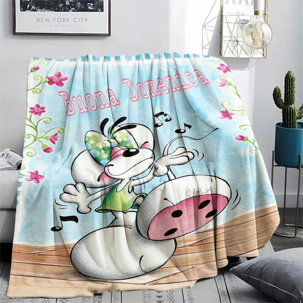 1 Stück Diddl gemusterte Flanelldecke für alle Jahreszeiten geeignet für Heimdekoration Wärme und Komfort Geschenke Feiertagsgeschenk
