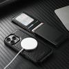 2 in 1 Detachable Magnetic Metal Card Holder Carbon Fiber Case for iPhone 17 Pro max 16 15 14 13 12 Shockproof For Magsafe Cover