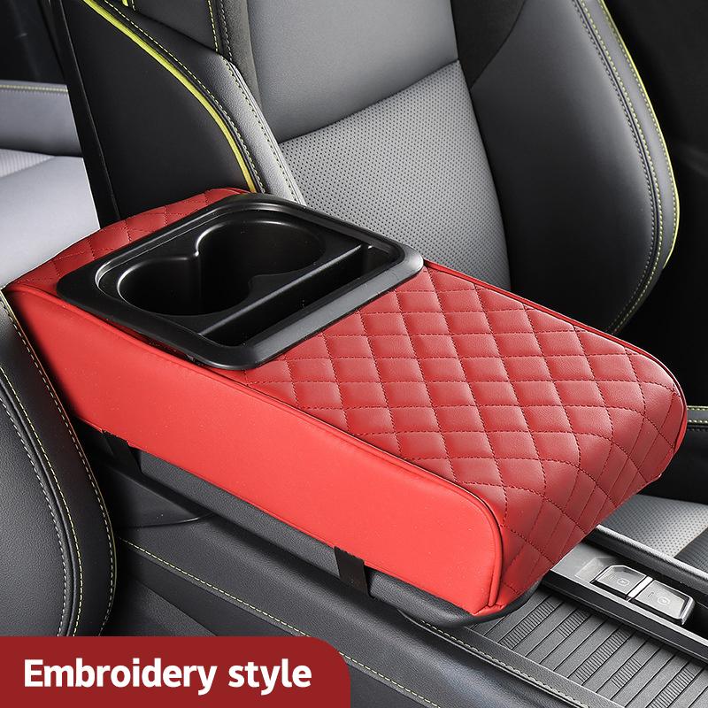 Aufbewahrungsbox für die Mittelkonsole im Auto mit Getränkehalter, Auto-Armlehnenkissen, Armlehnenkofferkissen mit Telefonständer für LKW-Fahrzeuge