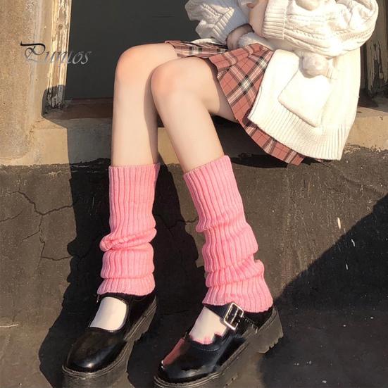 Boot Socks 1 Pair Leg Warmers Mid Calf Thickened Knitted Lolita Ribbed Keep Covers Warm Solid Color Autumn Winter Women Stockings for Dating