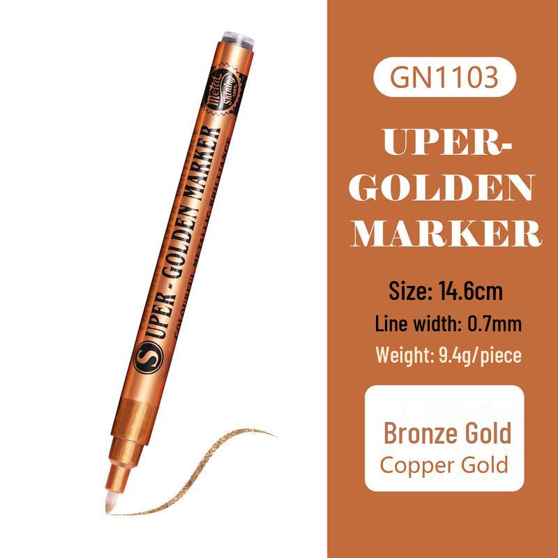 Marcador Metálico Super Dorado Flash para Tarjeta Negra, Destellos en Fotos, Álbumes DIY y Manualidades de Graffiti