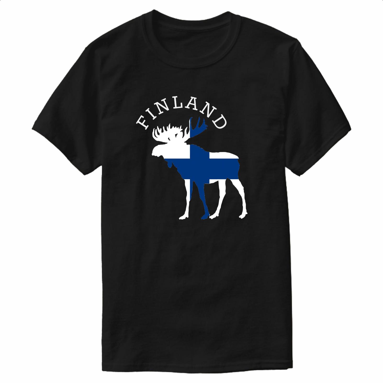 

Novelty Finland Flag Elk Moose TShirt 100 Cotton ONeck Summer Short Sleeve Casual Mens Tshirt S