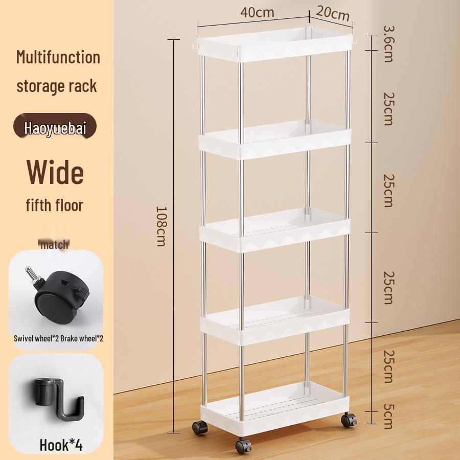 Compact Multi-Layer Mobile Storage Rack for Kitchen, Bathroom, Living Room, Bedroom - Floor-Standing, Narrow Design Trolley Shelf.