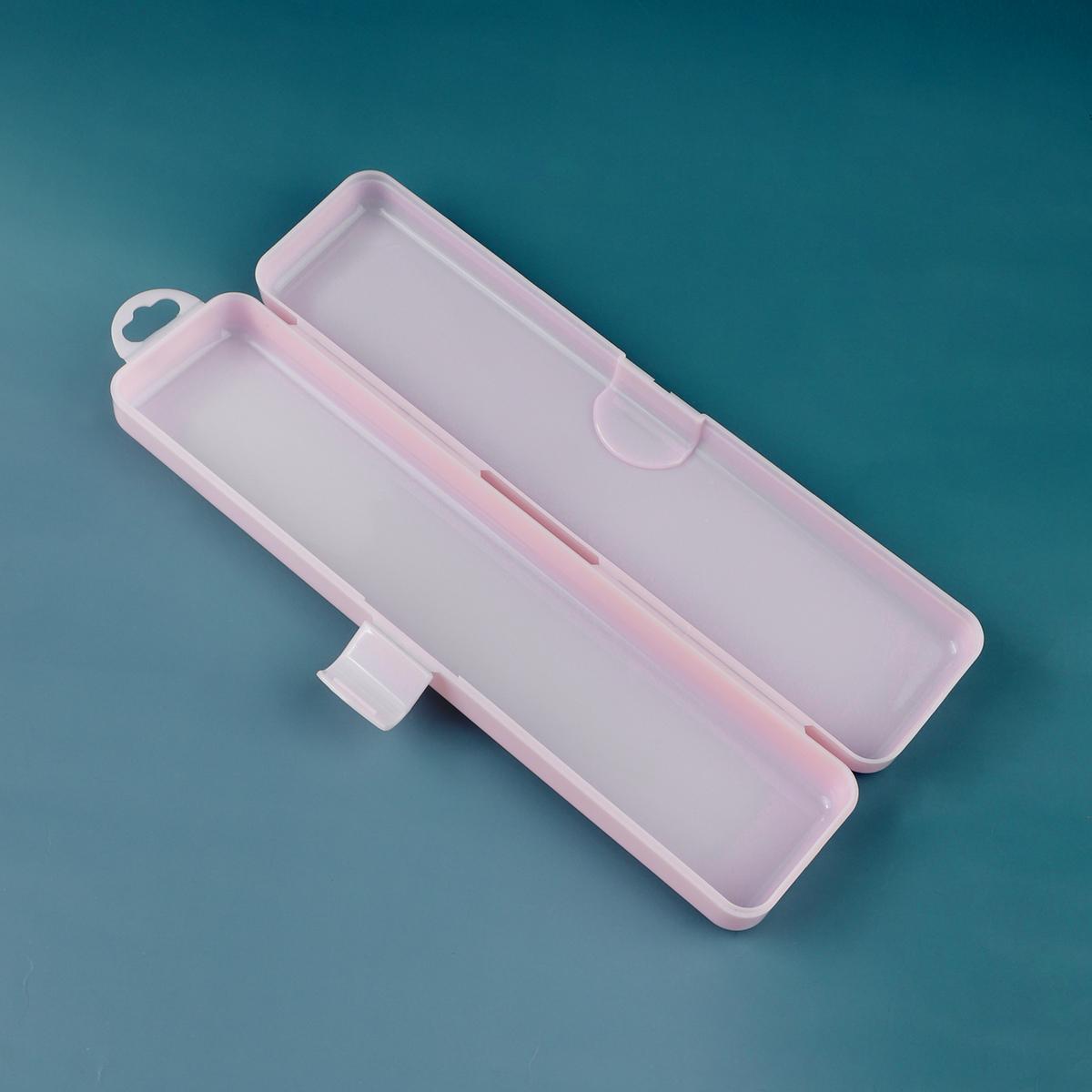 

Portable Makeup Brush Storage Box Eyebrow Pencil Tableware Chopsticks Transparent With Cover Organizer Case Beauty Tool рожевий