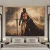 Massives Fantasy-Wandteppich-Wandbehang Mittelalterlicher Ritter Krieger Kunstdruck Gotisches Dekor Große Größe 150x300cm Dramatisch Episch Raum Deko