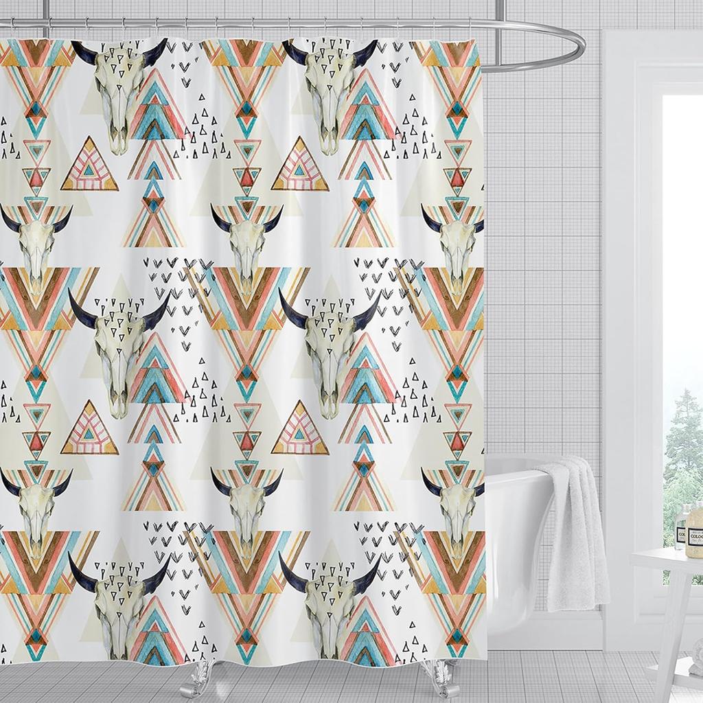 Bohemian Aboriginal Badezimmer Dekorativer Duschvorhang Moderner Neutraler Stammes-Holzstrukturierter Badezimmer Dekorativer Duschvorhang