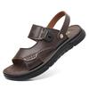 Leather sandals men's trendy first-layer cowhide beach shoes men's non-slip wear-resistant slippers soft-soled middle-aged and elderly dad shoes