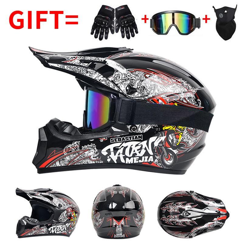 Full Face Motorcycle Helmet Off-Road ATV Dirt Bike Mountain Downhill Karting Safety Protection