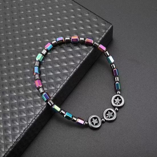 Women Anklet Anti-fatigue Magnetic Stretch Colorful Decorative Weight Loss Gifts Five-pointed Star Round Stone Therapy Anklet Magnet Jewelry